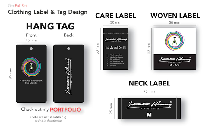 design modern hang tag, neck label, clothing tag, and labels