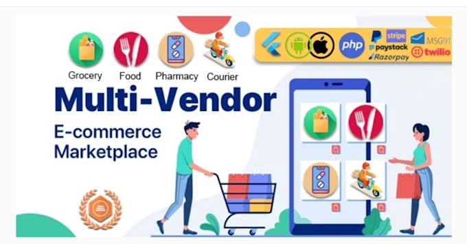 develop multi shops food, grocery, pharmacy, taxi flutter