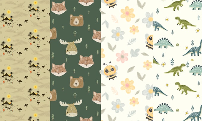 create amazing custom seamless pattern design animals, boho, floral, seasonal