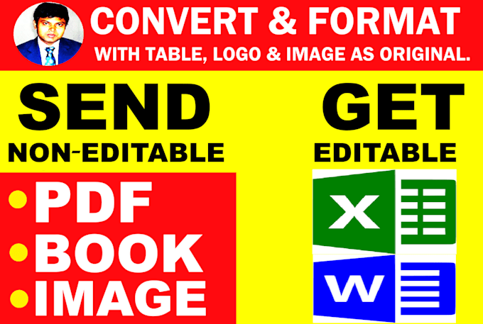 convert pdf to excel, pdf to word book formatting, image to text file conversion
