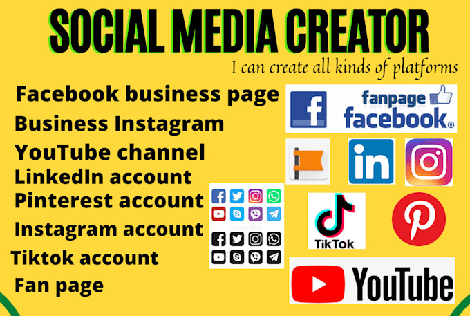 create facebook page, youtube channel, business instagram