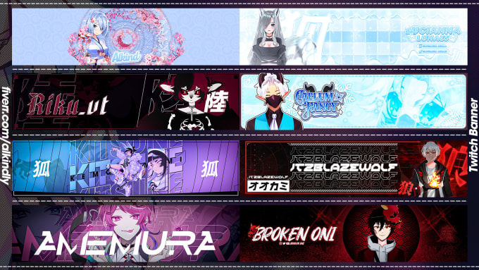 Design vtuber banner or anime banner for twitter, twitch, youtube ...