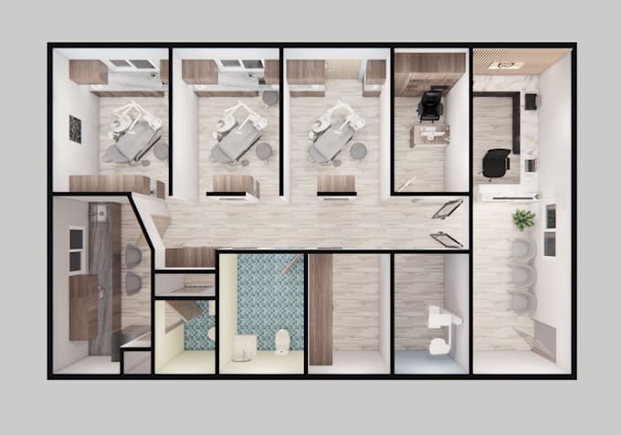 do interior design, render your 2d and 3d floor plan, and exterior elevation