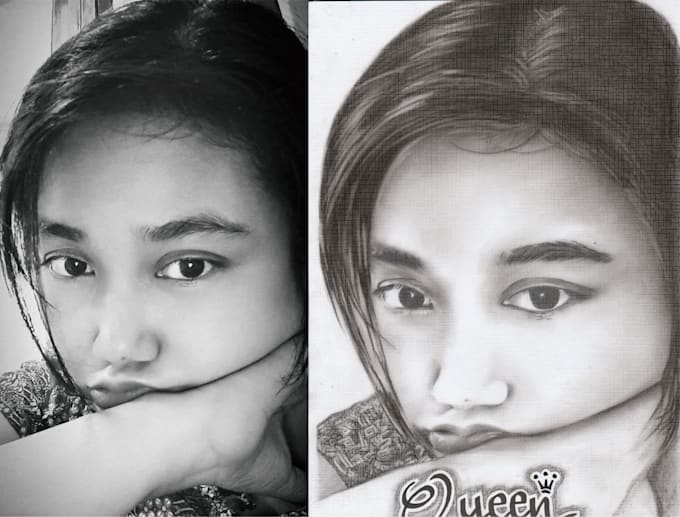 sketch face or photo with pencil