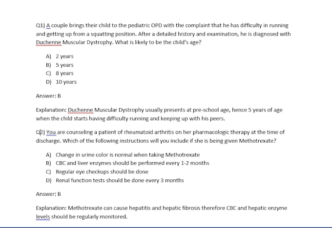 make usmle and nclex style mcqs for you