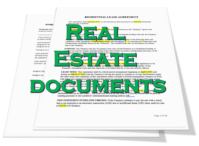 provide 8 essential real estate contracts, agreements and forms