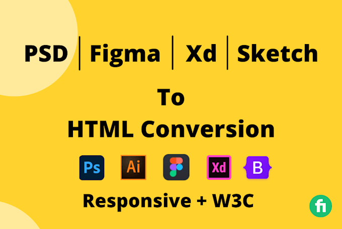 convert PSD to html, figma to html, sketch, xd to HTML responsive with bootstrap
