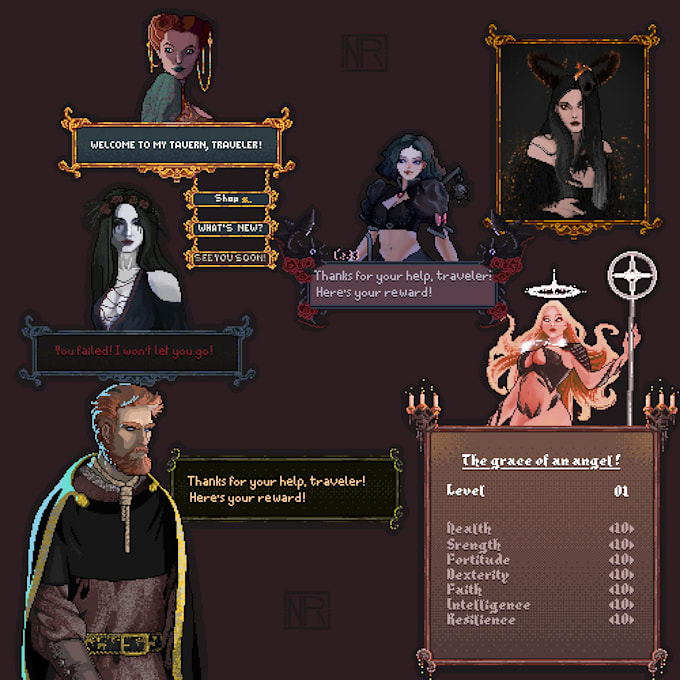 drawing conceptual pixel art pieces for you