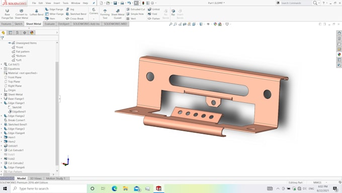 design in plastic, sheet metal, and solid works metal