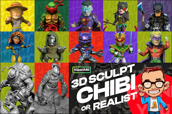 sculpt chibi 3d model for 3d printing and rendering