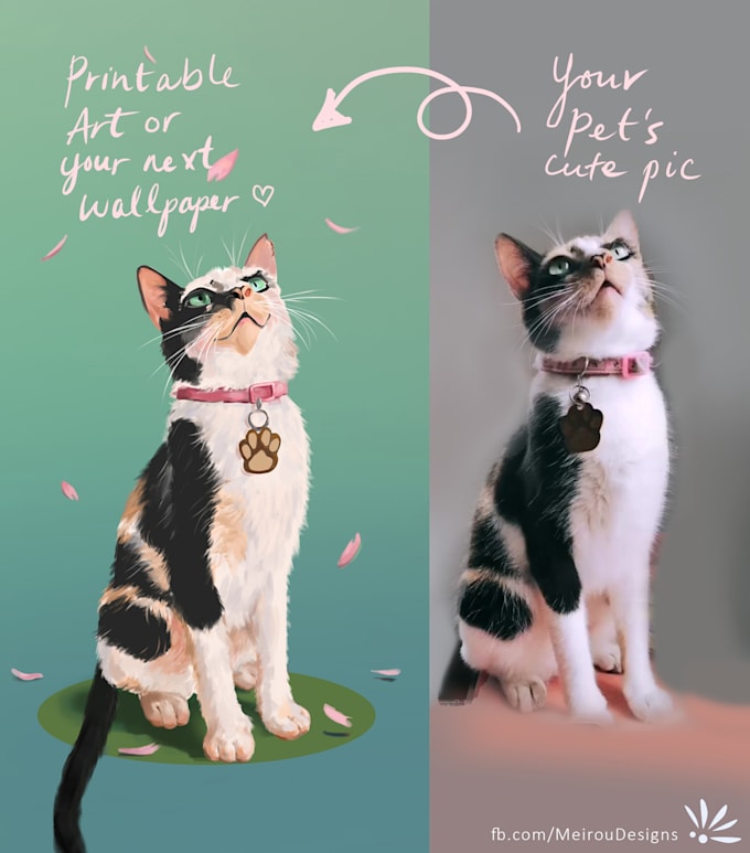 Create digital pet painting portraits by Meiroudesigns Fiverr