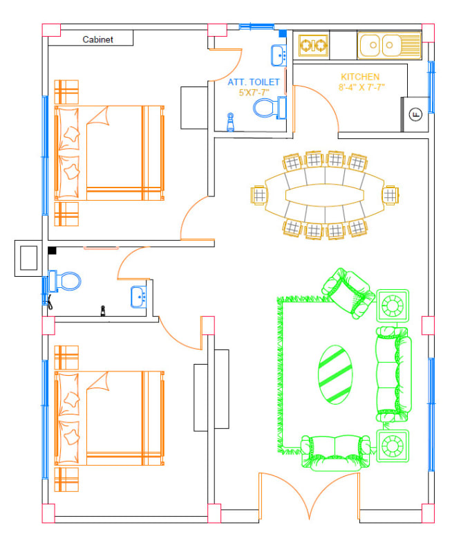Draw 2d floor plan in autocad by Tanimulhasan | Fiverr
