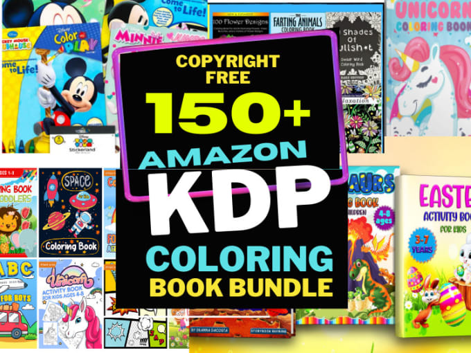 150 ready amazon kdp coloring book bundle kids and adults by Graphics