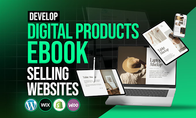 design an ebook or digital product selling website on wordpress, shopify, or wix