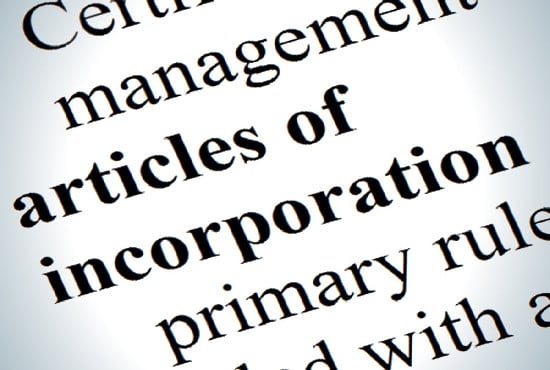 write your articles of incorporation for your USA business