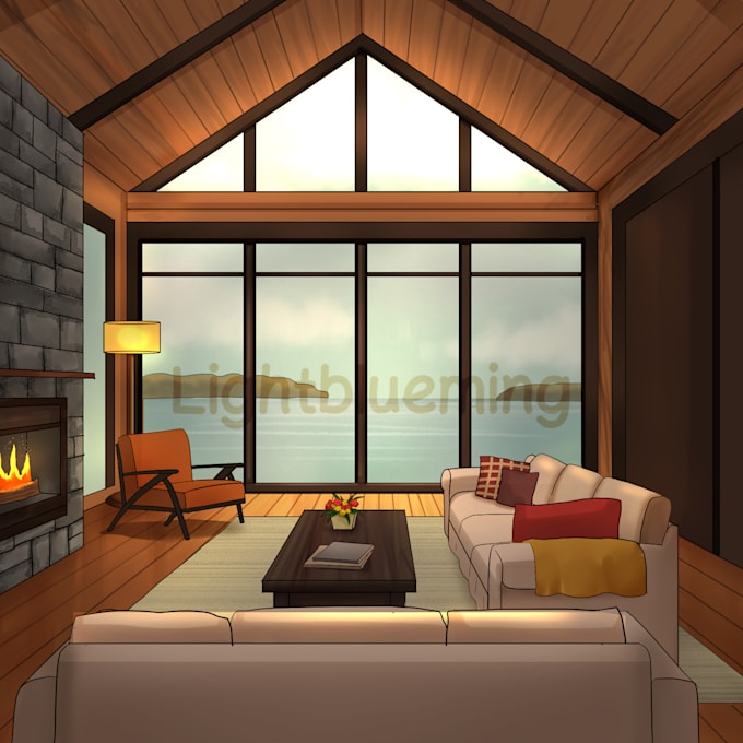 draw a room interior illustration