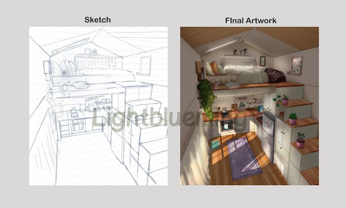 draw a room interior illustration