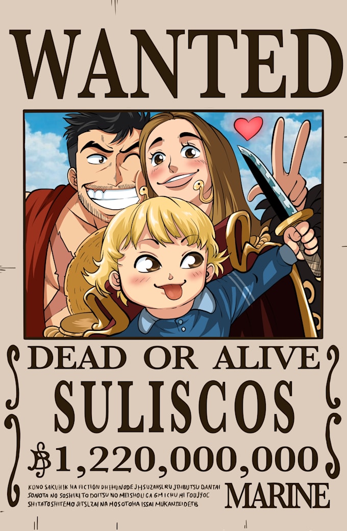 draw you in one piece anime poster style custom character illustration