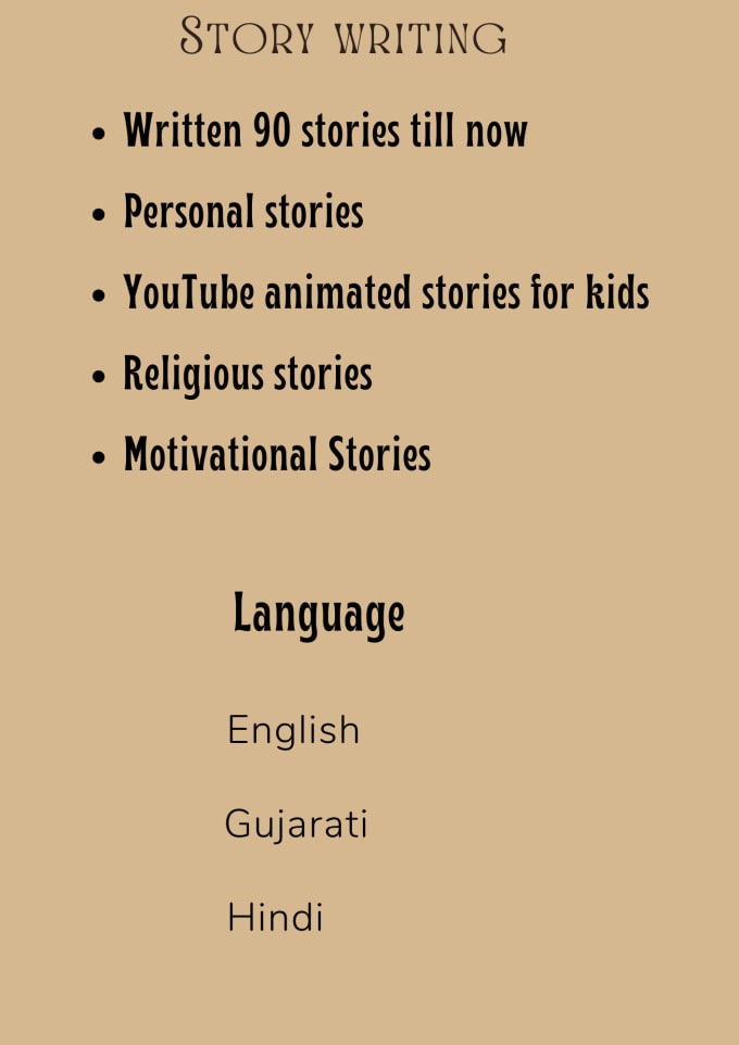 Write creative stories in hindi, english and gujarati by Heliupadhyay |  Fiverr