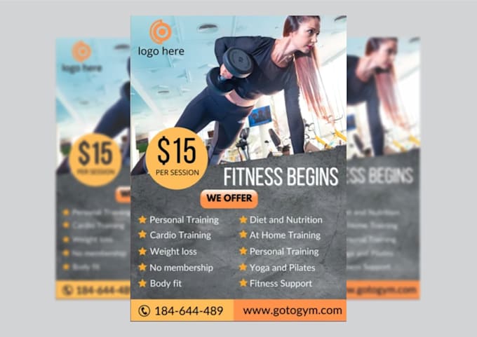 fitness gym workout and sports flyers or posters