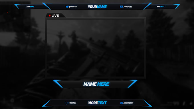 design animated twitch overlay, facecam, panels, screen, alerts for stream