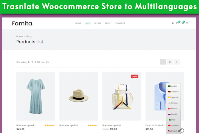 translate woocommerce store to any language