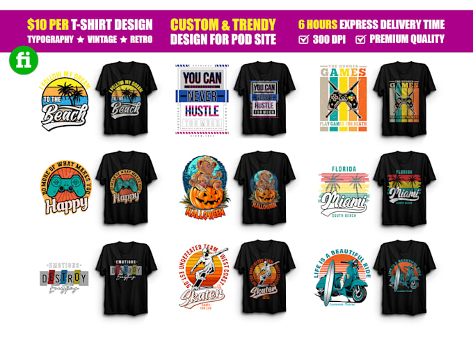 do custom graphic t shirt design for pod business