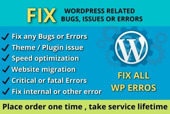 fix wordpress error, wordpress issue, wordpress troubleshooting, wordpress help