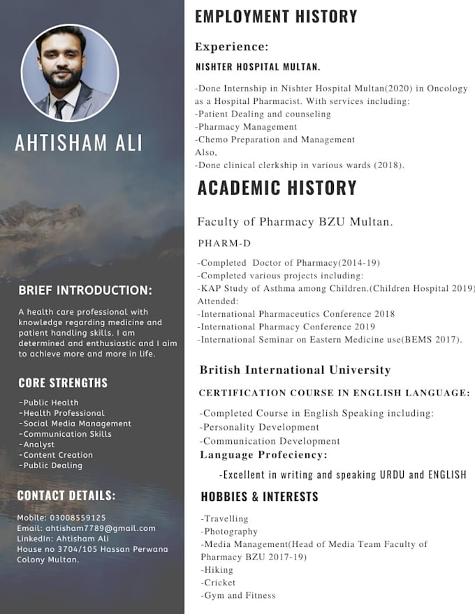 make professional CV for you