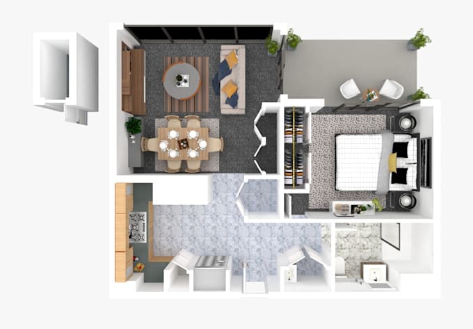 create 3d floor plan with photorealistic rendering