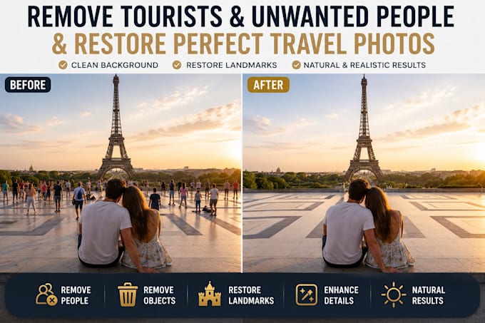 remove tourists, people and distractions from photos
