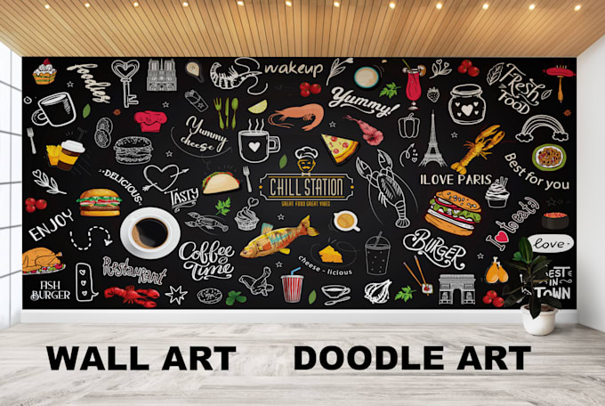 design creative wall art, decal, mural and doodles