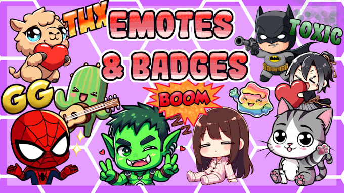 design cute custom emotes and badges for twitch