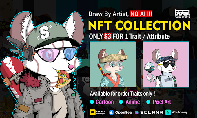 draw unique nft art and collection with metadata