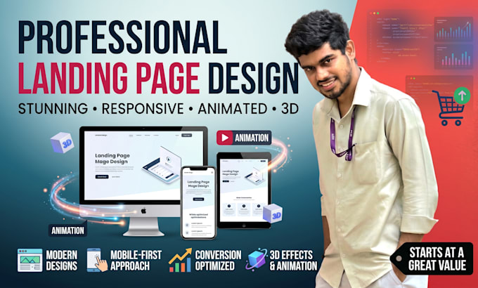 create a beautiful 3d animated landing page for you