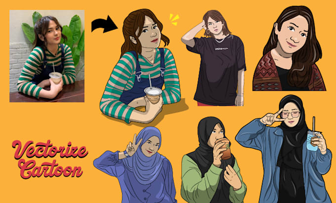 draw a vector cute cartoon from photo in 2 day