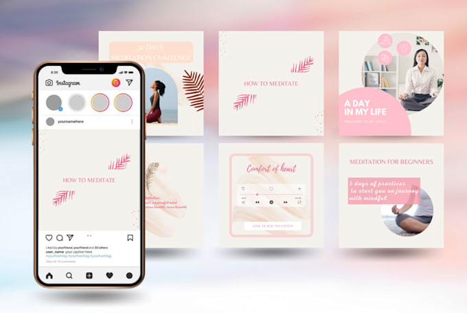 design an instagram template for a beautiful feed in canva