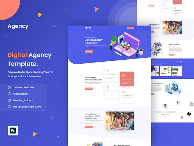 Top 5! I will design digital agency landing page  for $50