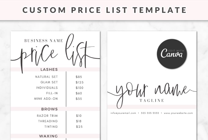 Design a custom price list template in canva by Briacatalina | Fiverr
