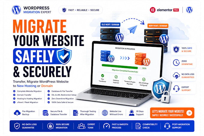 transfer, migrate wordpress website to new hosting or domain