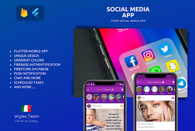create your social media app in flutter italian developer