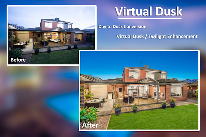 do day to dusk conversion, virtual dusk, virtual twilight
