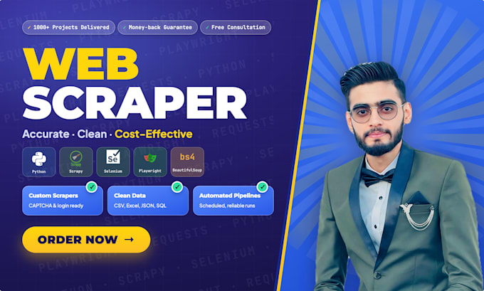 do custom python web scraping, data mining, and web automation