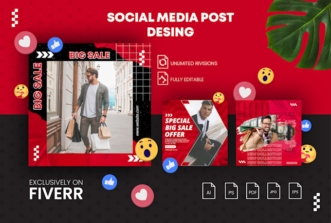 design attractive social media posts for instagram, facebook