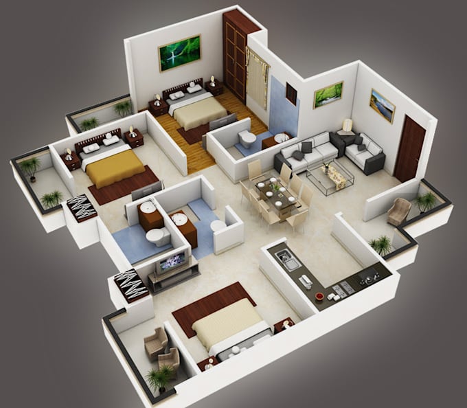 l will do 3d floor plan 2d floorplan and rendering