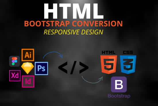 do xd to html, figma to html, psd to html, responsive bootstrap