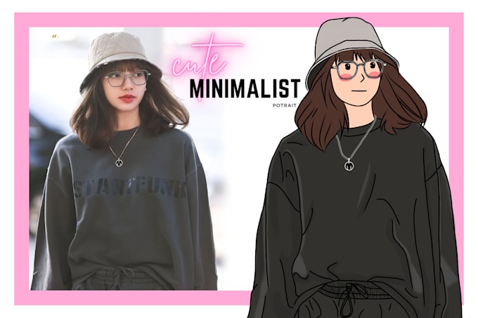 draw cute minimalist cartoon profile picture from your photo