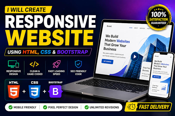 convert figma, PSD, xd to responsive HTML 5  CSS 3  bootstrap website
