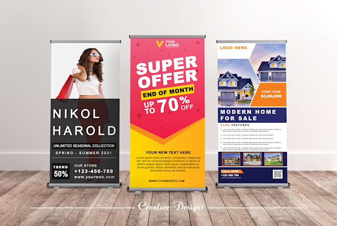 design professional roll up banner and pull up banner