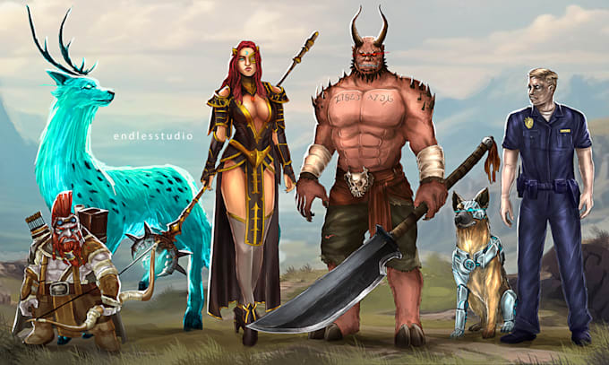 draw 2d game art, dnd character design, fantasy illustration